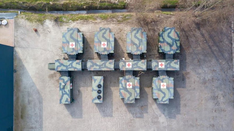 Het militaire hospitaal bij De Postwagen, gefotografeerd met een drone